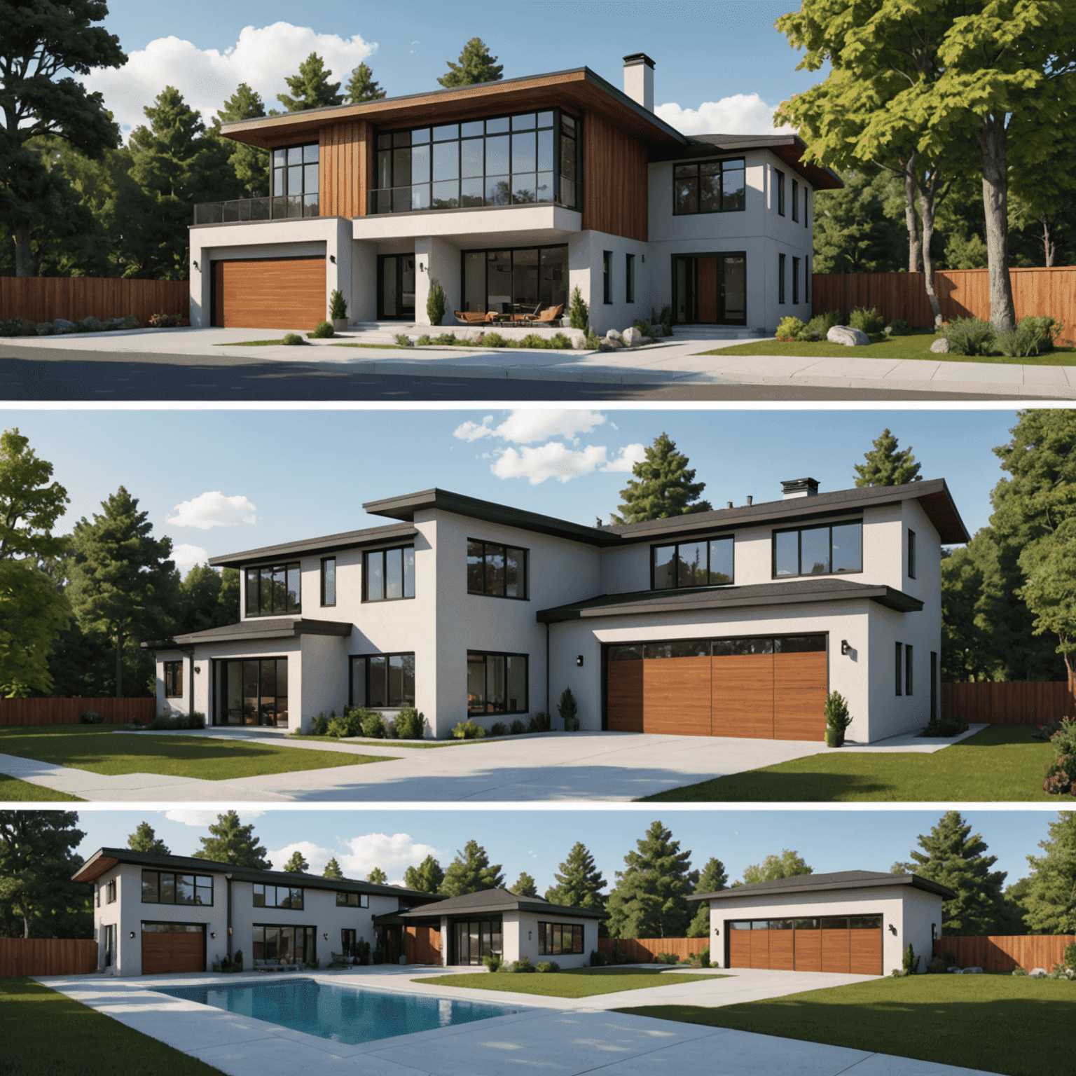 An architectural rendering created in FreeCAD, showing a modern house with detailed interiors. The image includes floor plans and elevation drawings, illustrating the workshop's focus on architectural visualization.